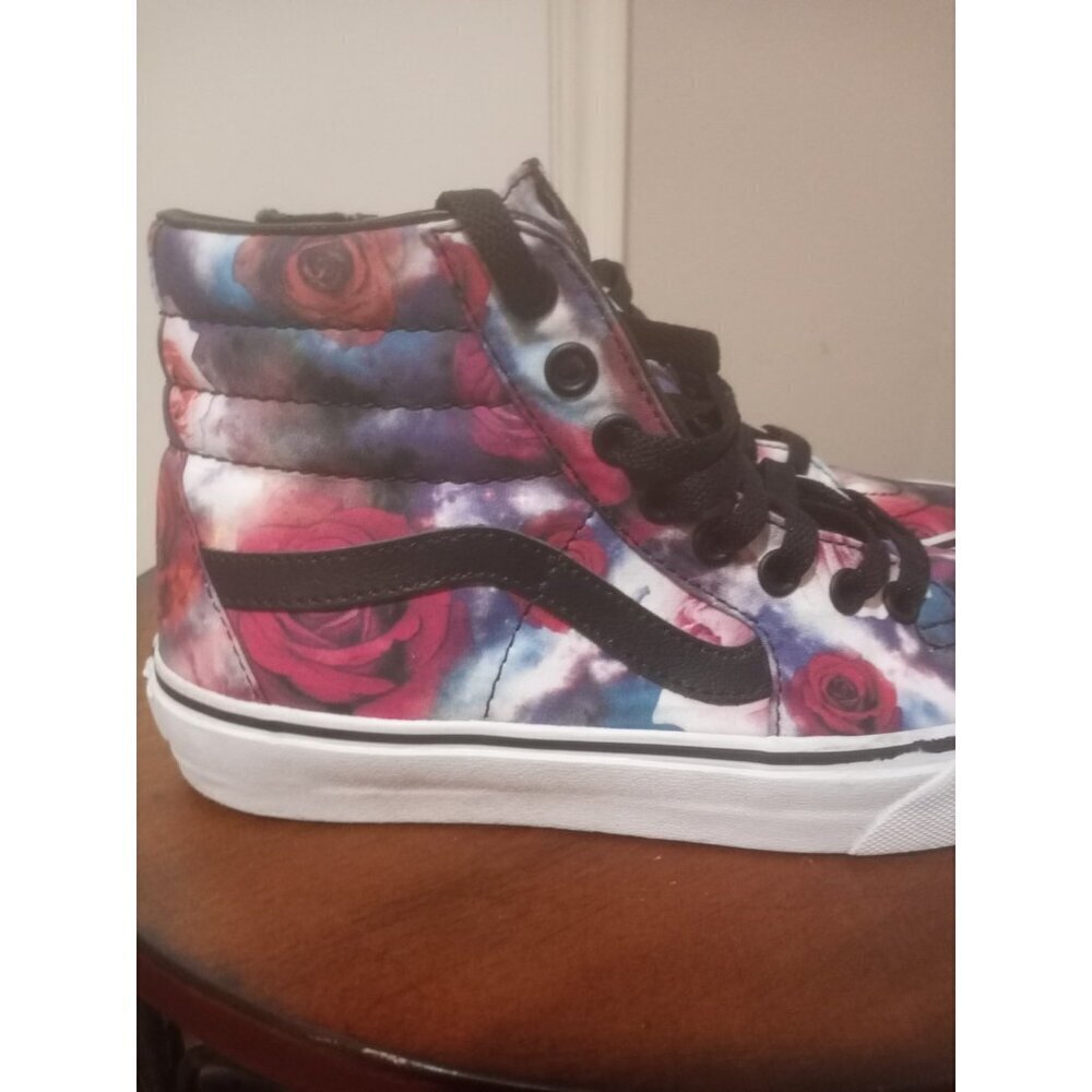 VANS Off The Wall High Top Skateboard Shoes Red Roses Tye Dye Mens 5.5 Womens 7 - Picture 3 of 14